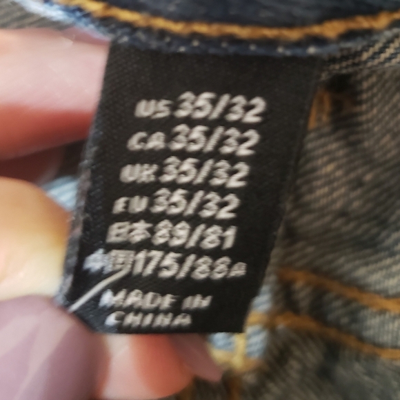 Gap Mens Straight Fit Hi Rise Jeans Size 35 x 32 100% Cotton Whiskering - Picture 11 of 12